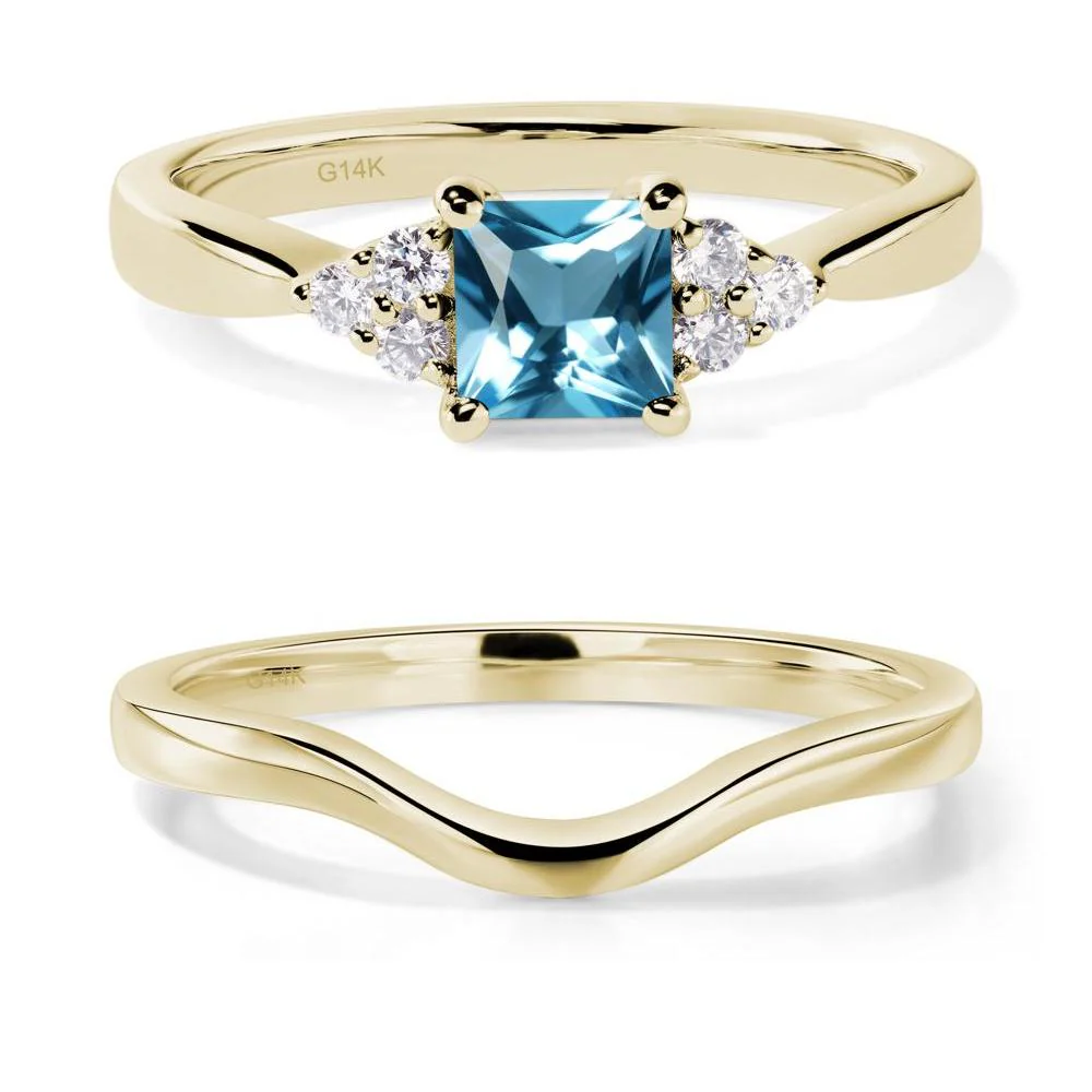 Princess Cut Swiss Blue Topaz Petite Ring - Image 15