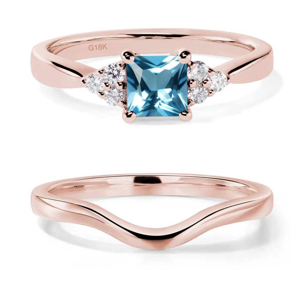 Princess Cut Swiss Blue Topaz Petite Ring - Image 17