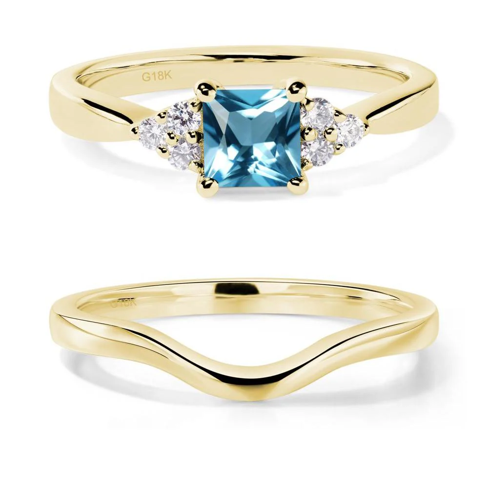 Princess Cut Swiss Blue Topaz Petite Ring - Image 21