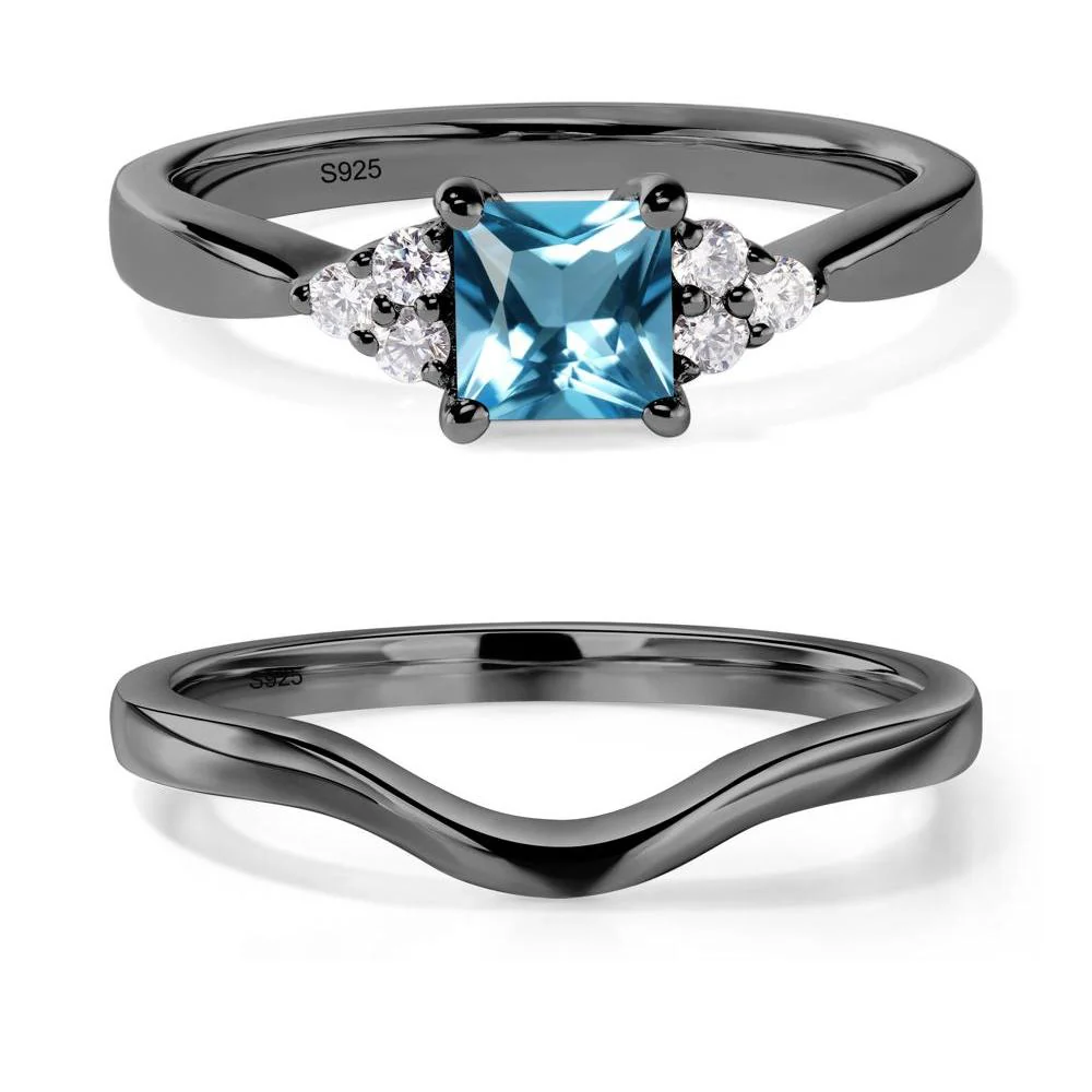 Princess Cut Swiss Blue Topaz Petite Ring - Image 23