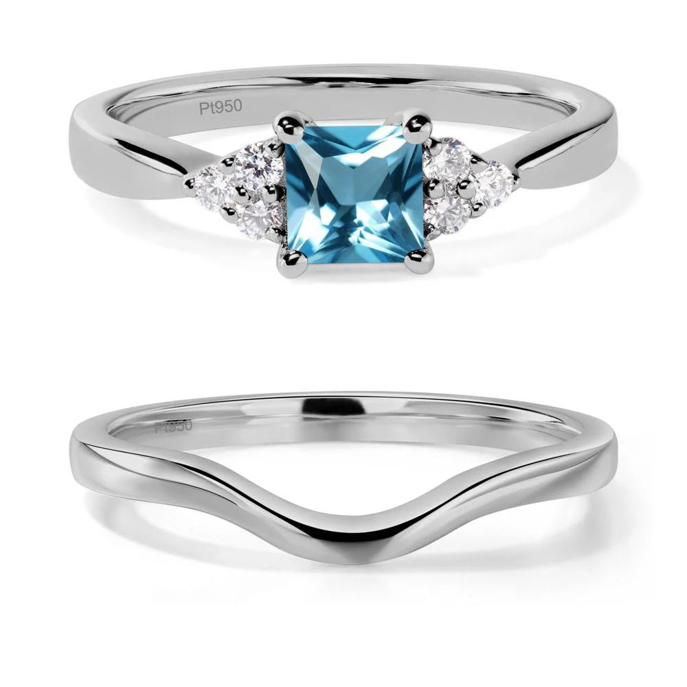 Princess Cut Swiss Blue Topaz Petite Ring - Image 25