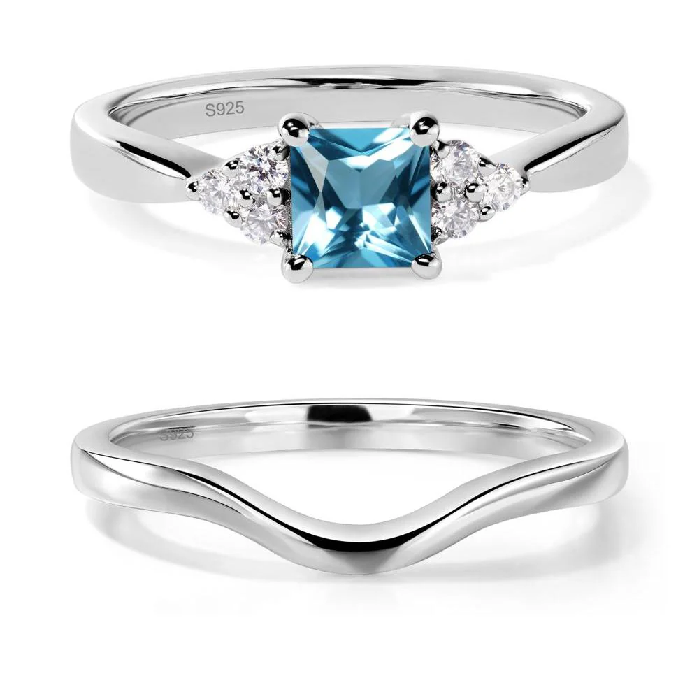 Princess Cut Swiss Blue Topaz Petite Ring - Image 27