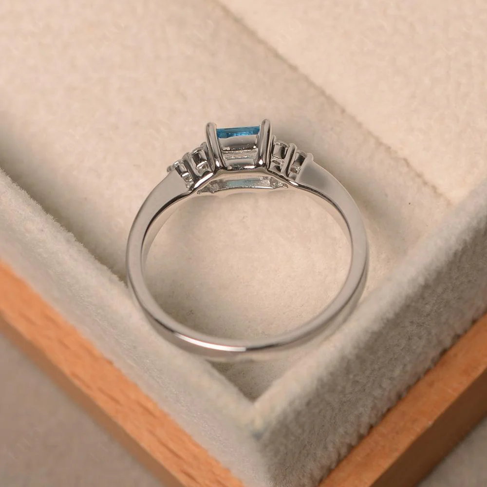 Princess Cut Swiss Blue Topaz Petite Ring - Image 31