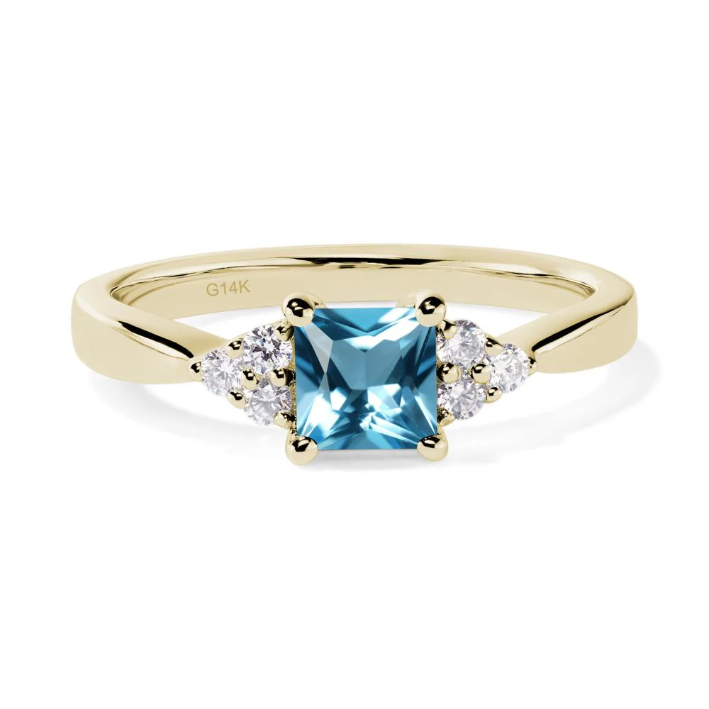 Princess Cut Swiss Blue Topaz Petite Ring - Image 4