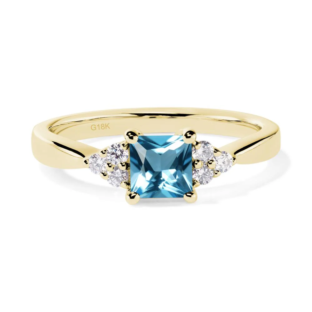 Princess Cut Swiss Blue Topaz Petite Ring - Image 7