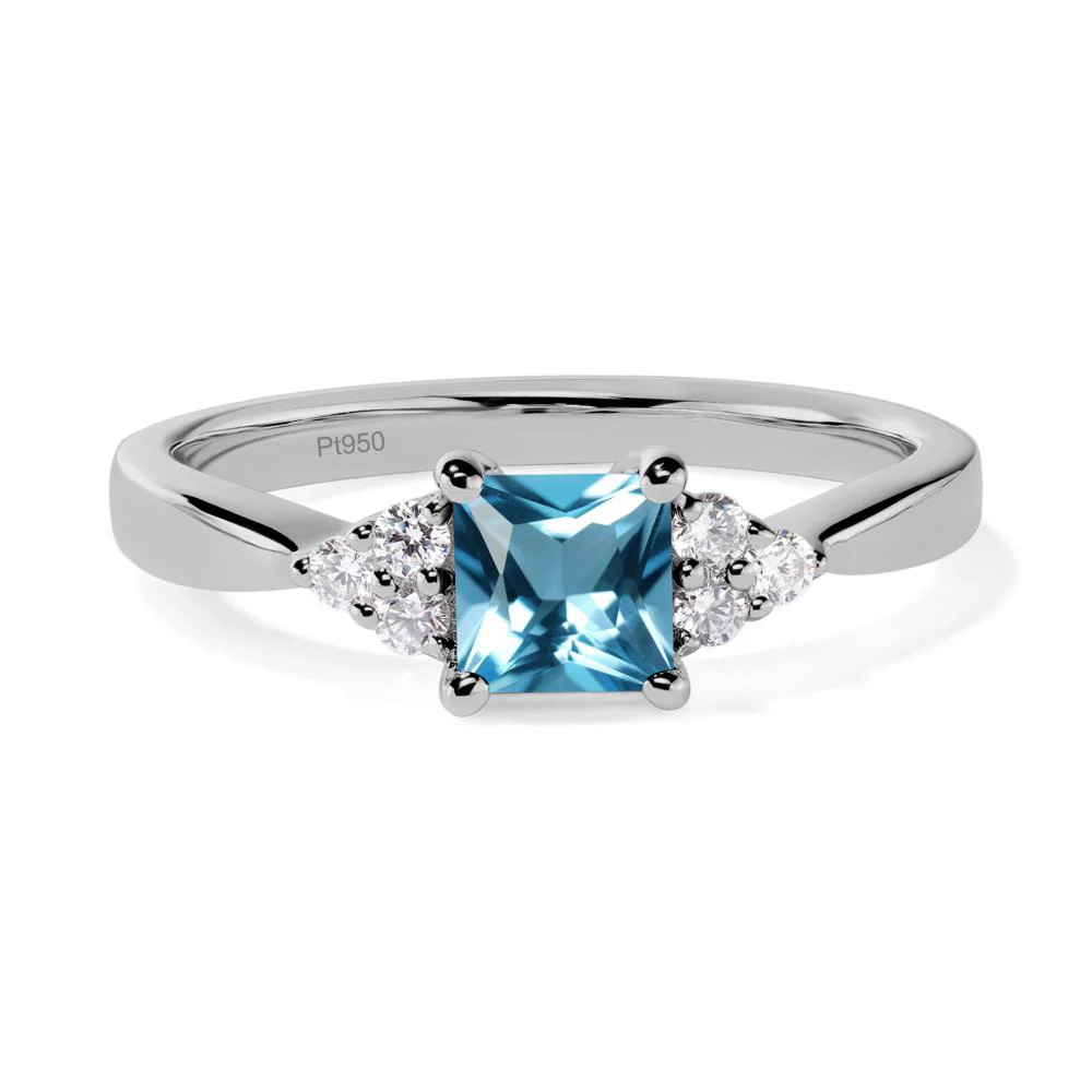 Princess Cut Swiss Blue Topaz Petite Ring - Image 9