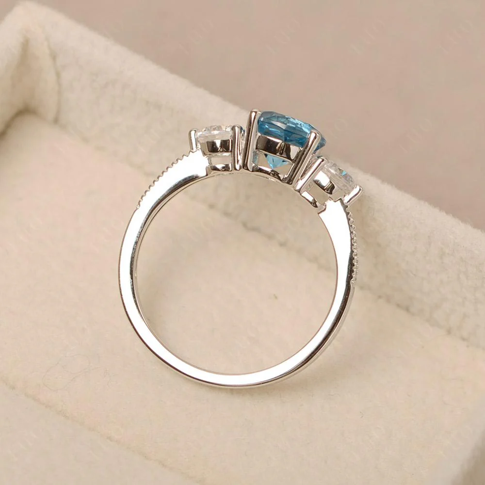 Swiss Blue Topaz 3 Stone Engagement Ring - Image 12