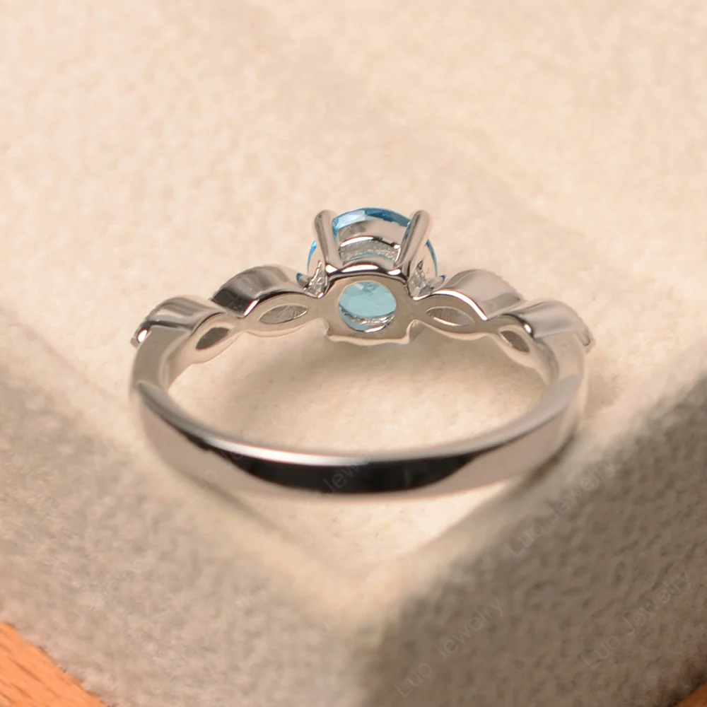 Swiss Blue Topaz Milgrain Vintage Inspired Ring - Image 3