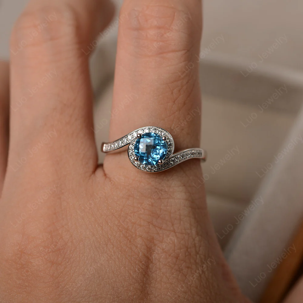 Swiss Blue Topaz Swirl Ring - Image 4