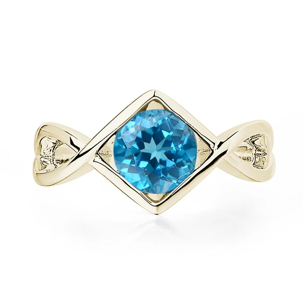 Swiss Blue Topaz Bezel Set Infinity Solitaire Ring