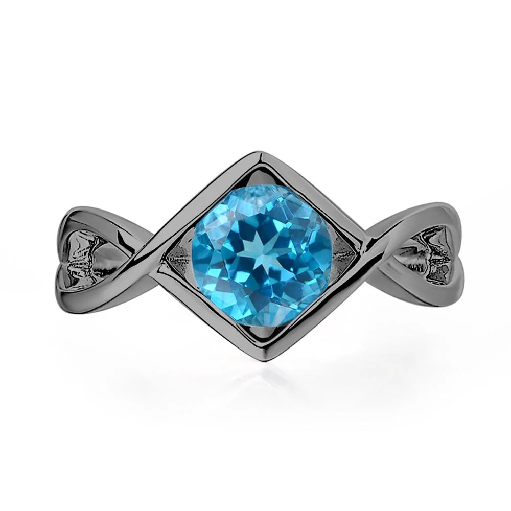 Swiss Blue Topaz Bezel Set Infinity Solitaire Ring - Image 3