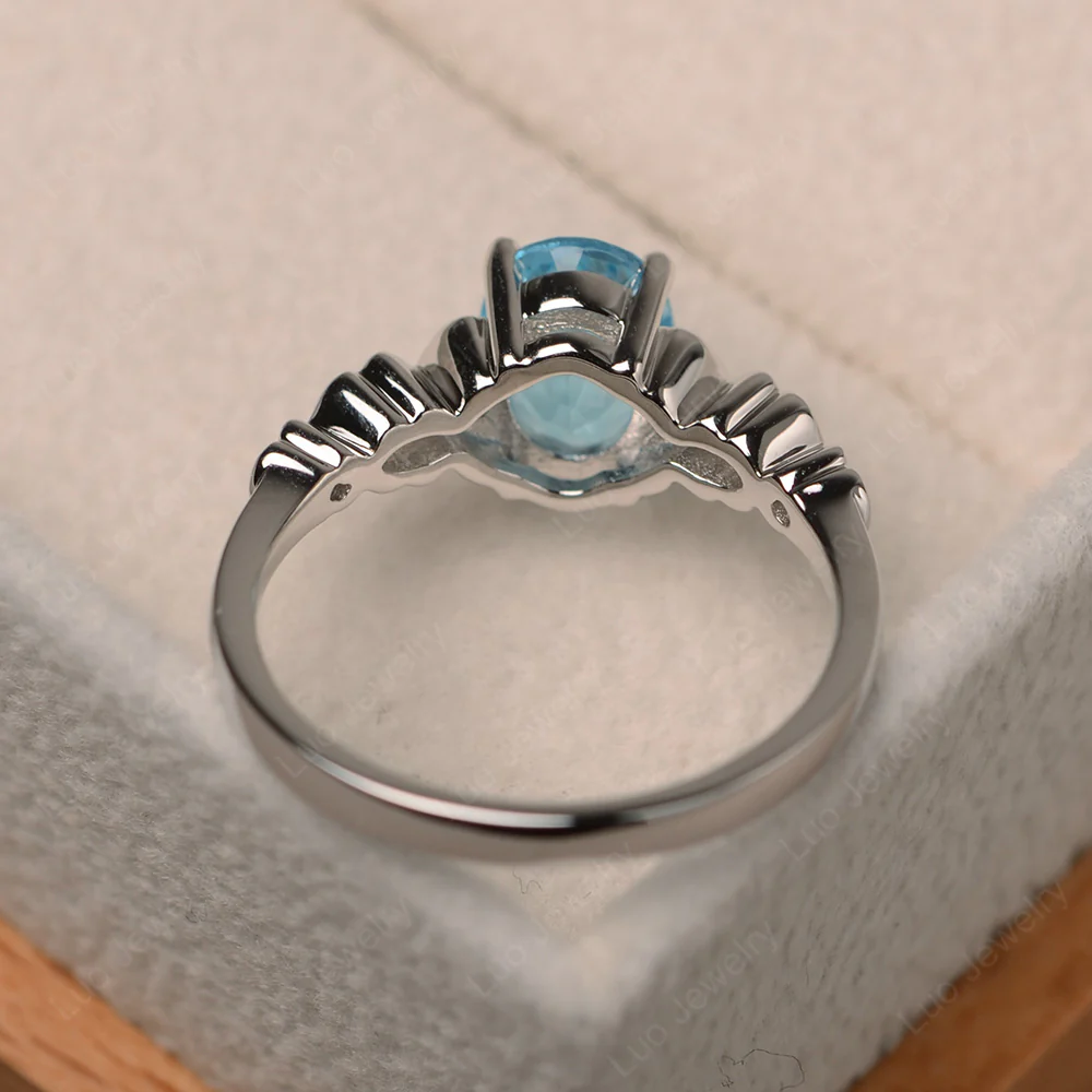 Swiss Blue Topaz Butterfly Engagement Ring - Image 3