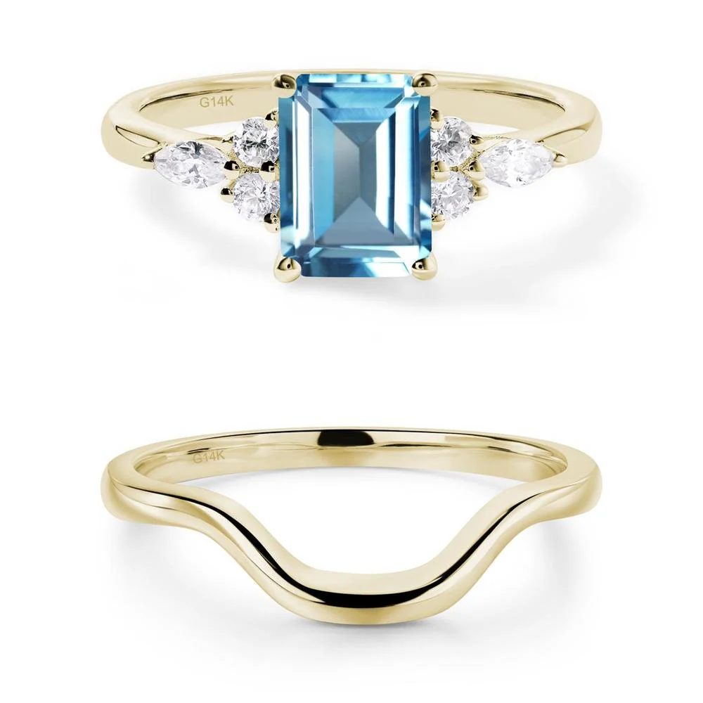 Simple Emerald Cut Swiss Blue Topaz Ring - Image 13