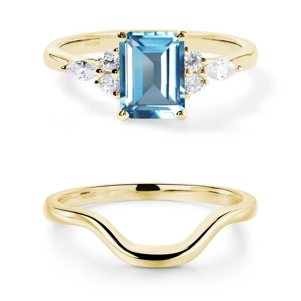 Simple Emerald Cut Swiss Blue Topaz Ring - Image 19
