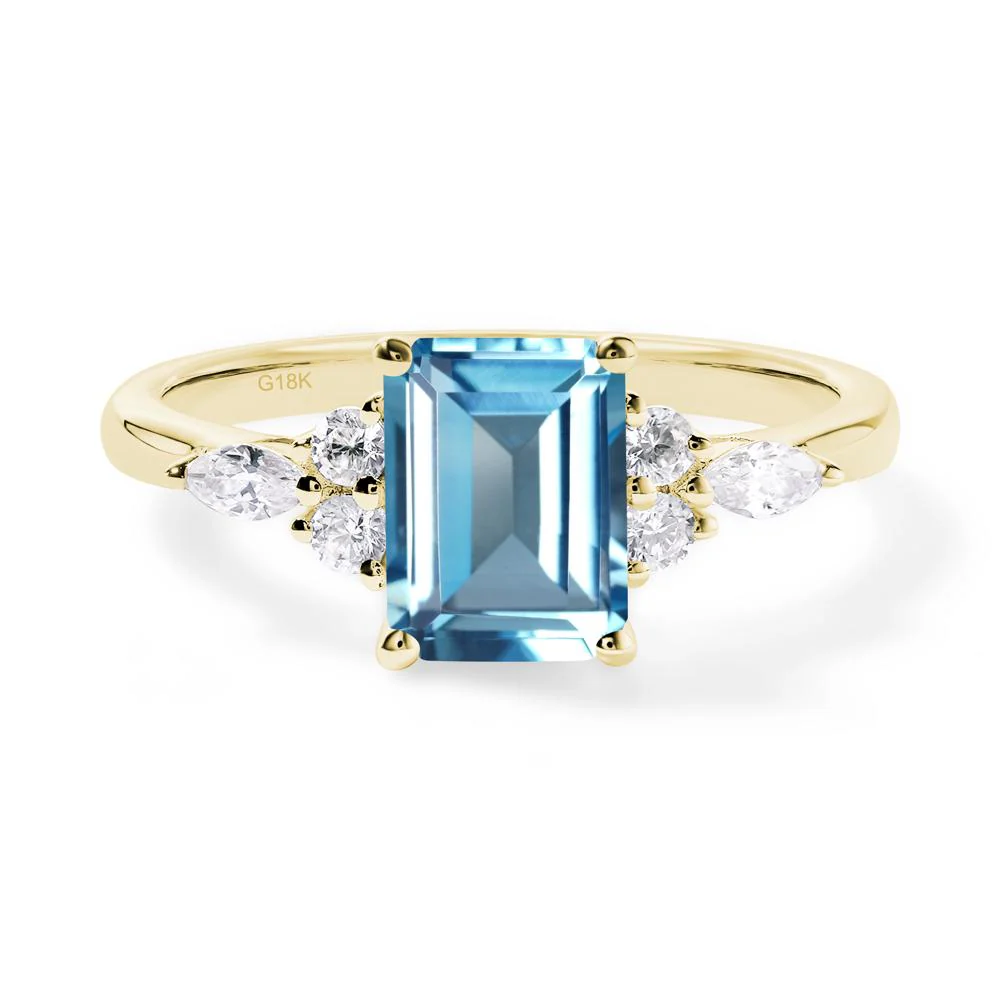 Simple Emerald Cut Swiss Blue Topaz Ring - Image 5