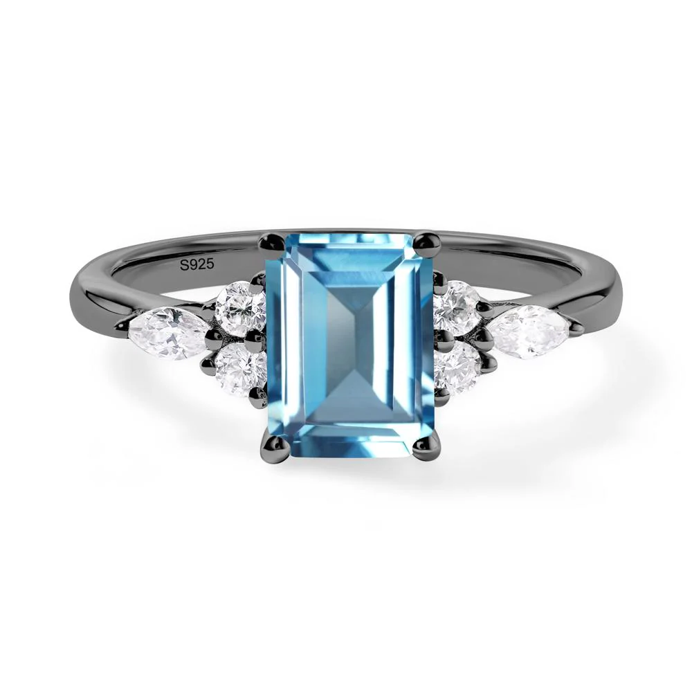 Simple Emerald Cut Swiss Blue Topaz Ring - Image 6