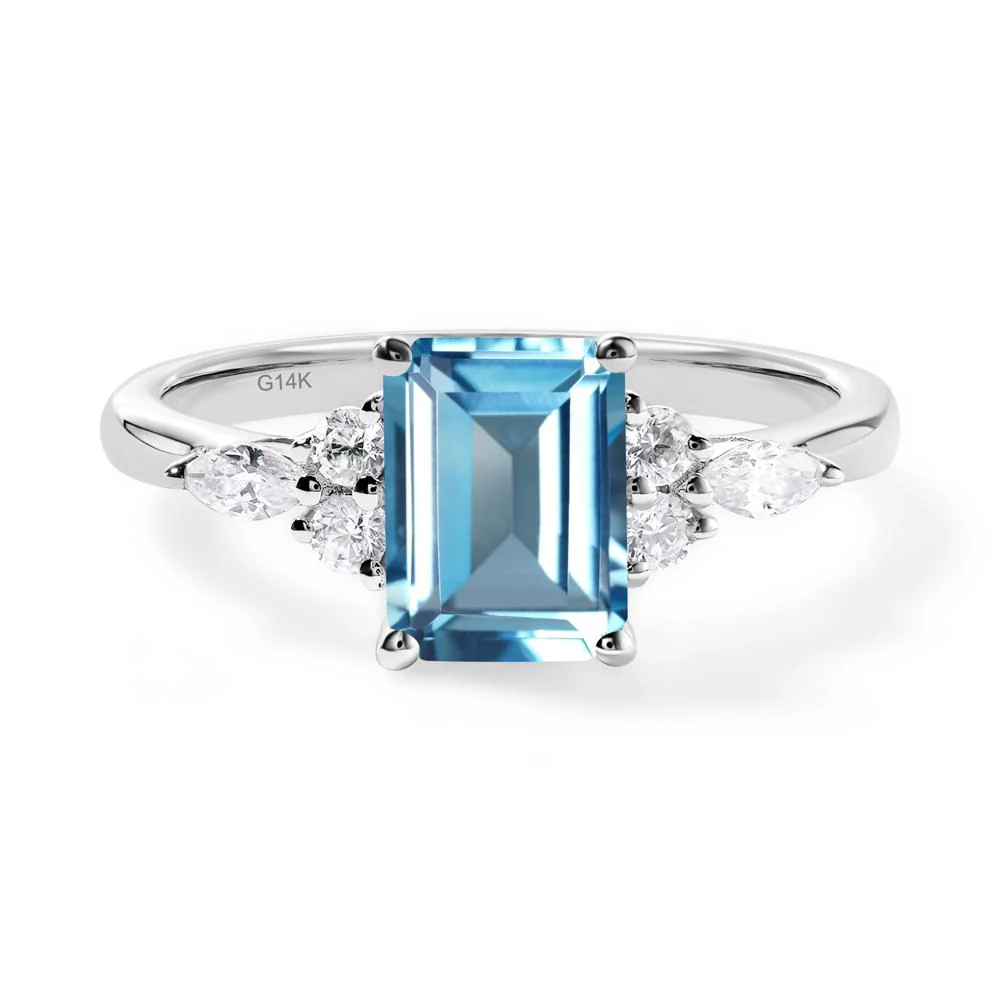 Simple Emerald Cut Swiss Blue Topaz Ring - Image 7