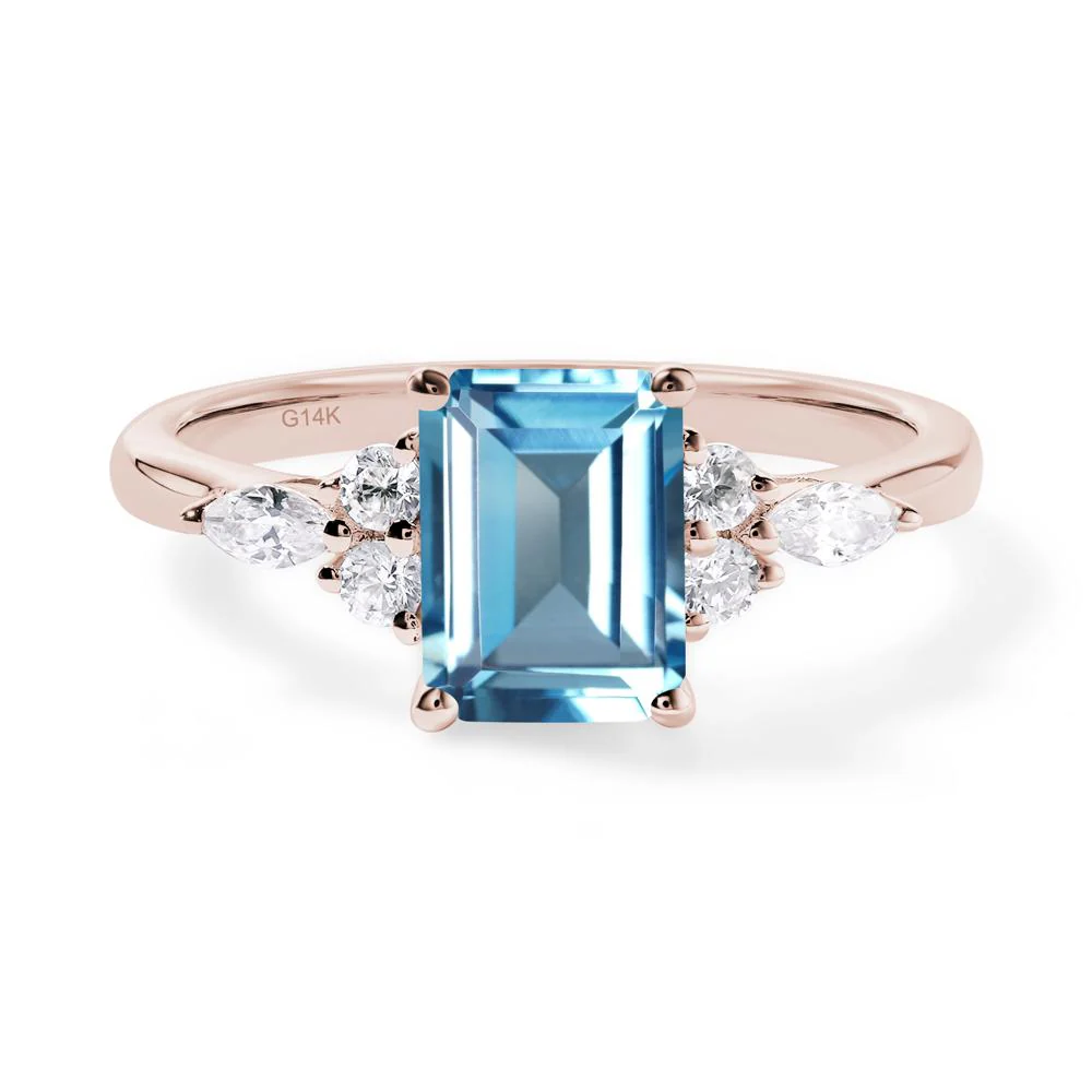 Simple Emerald Cut Swiss Blue Topaz Ring - Image 8