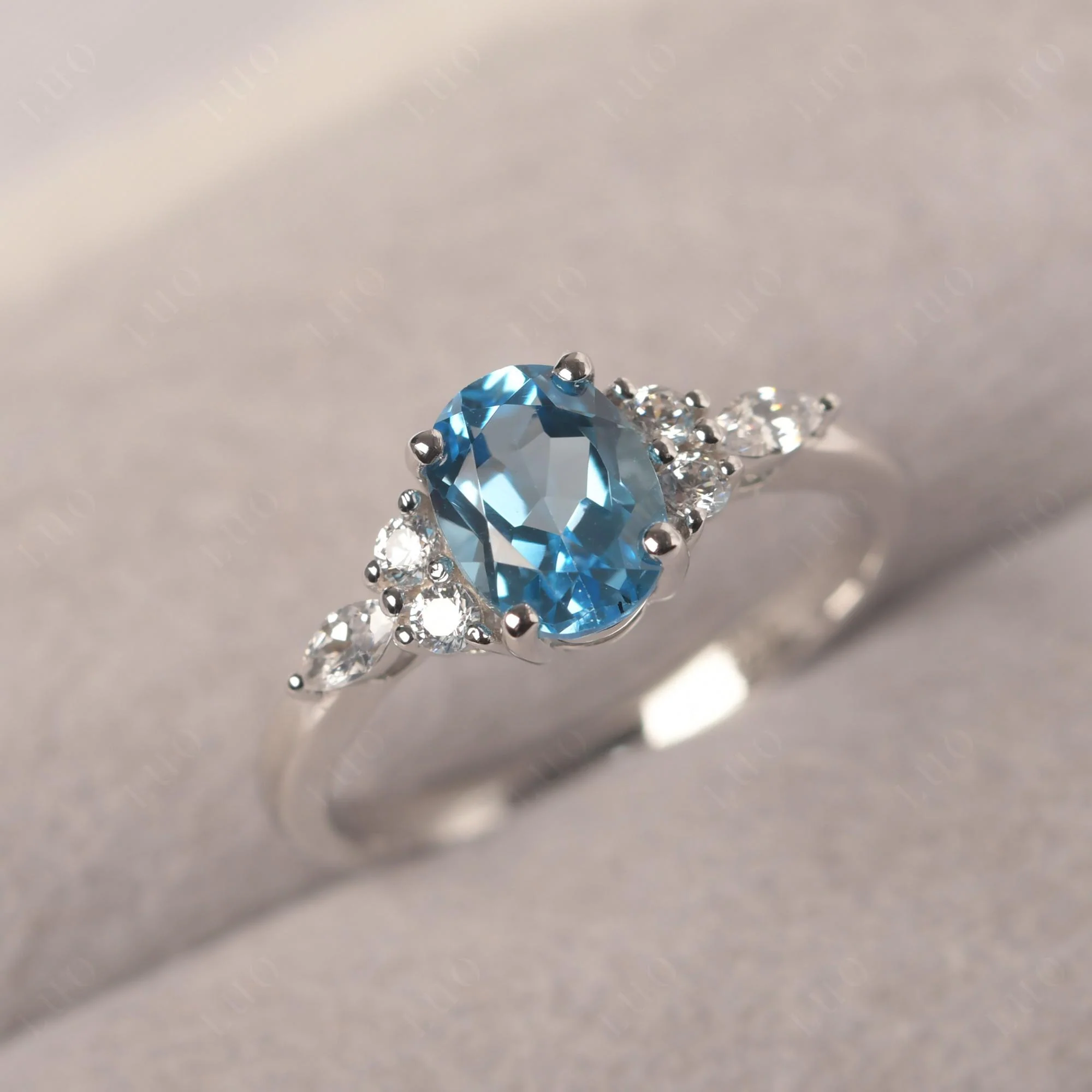 Simple Oval Swiss Blue Topaz Engagement Ring - Image 29