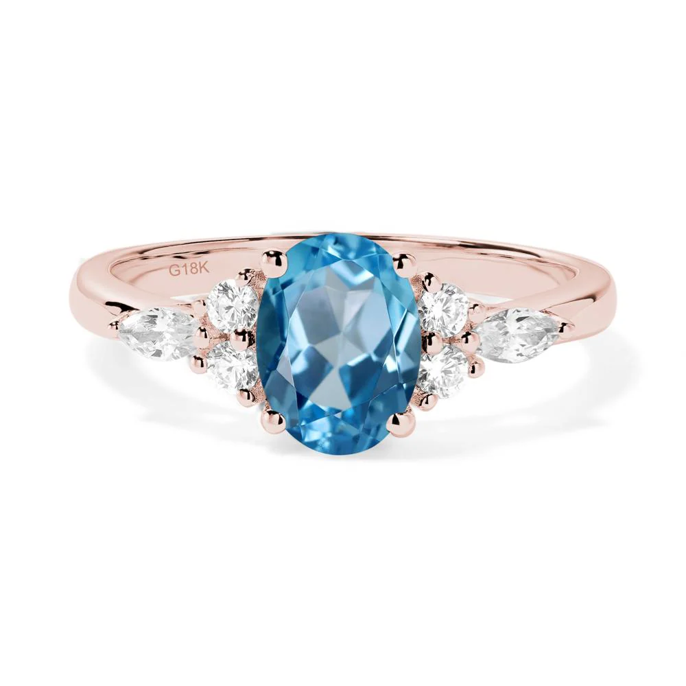 Simple Oval Swiss Blue Topaz Engagement Ring - Image 3