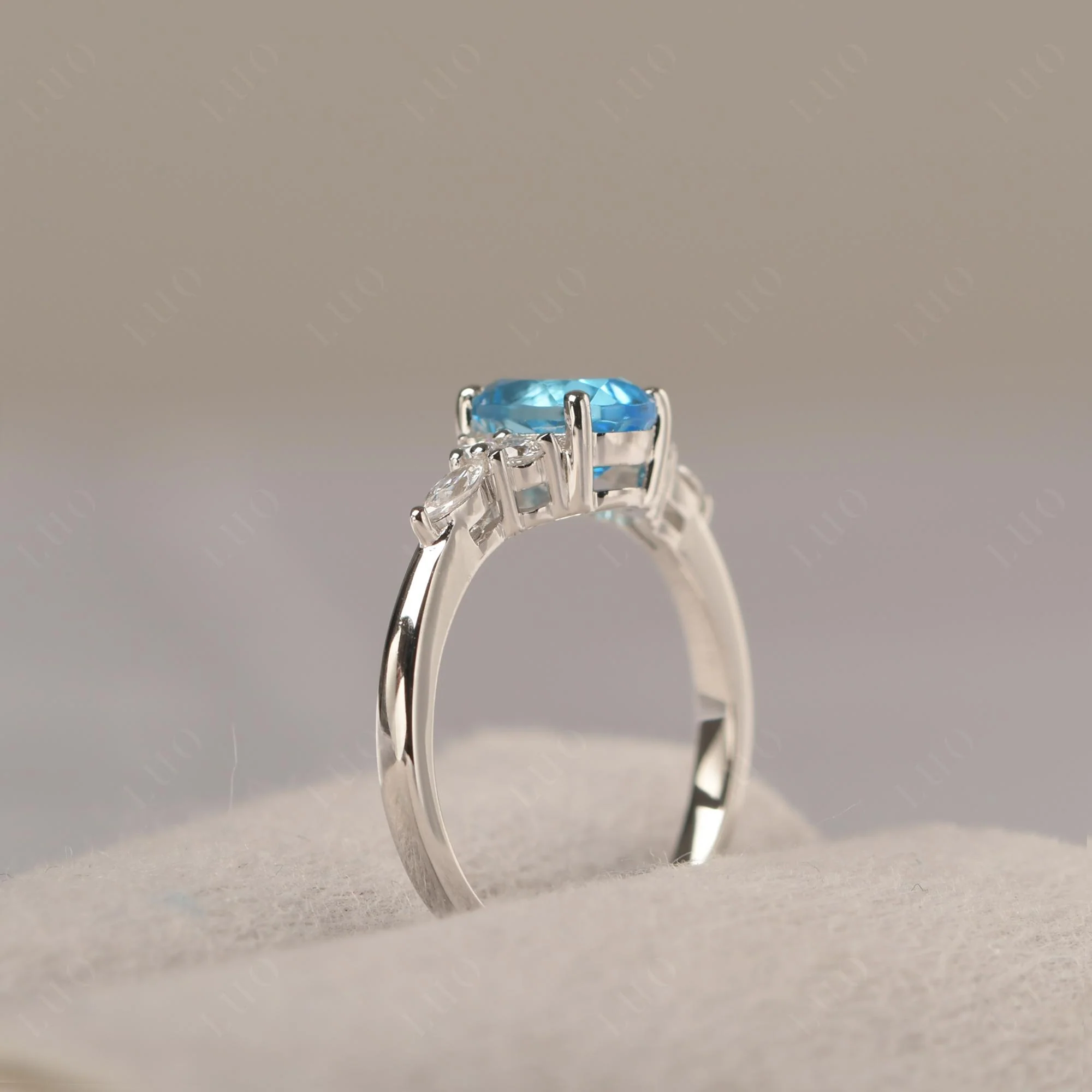 Simple Oval Swiss Blue Topaz Engagement Ring - Image 32