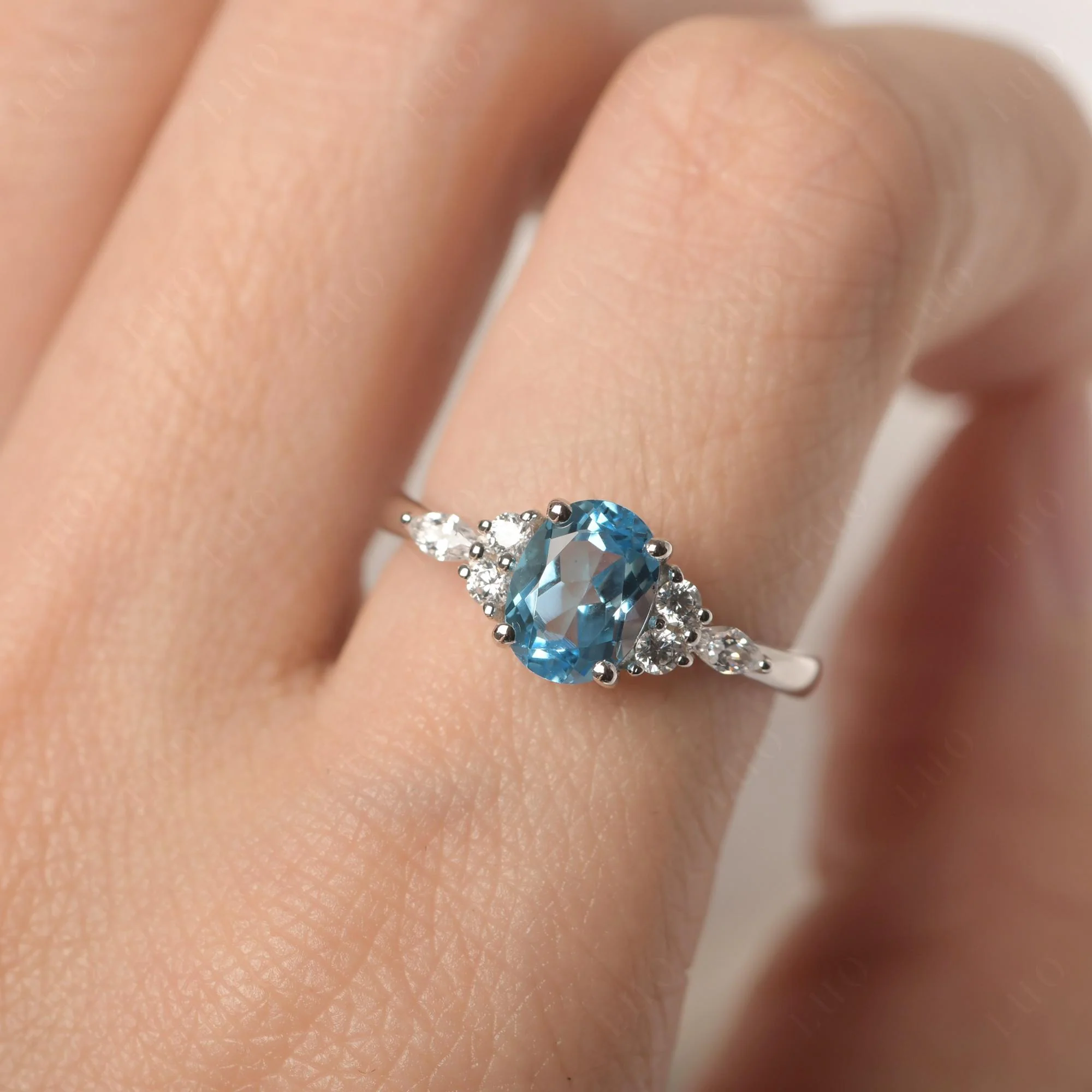 Simple Oval Swiss Blue Topaz Engagement Ring - Image 33