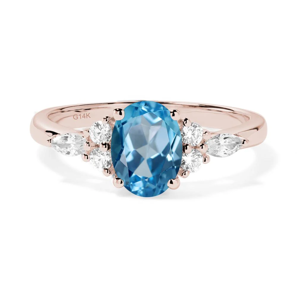 Simple Oval Swiss Blue Topaz Engagement Ring - Image 4