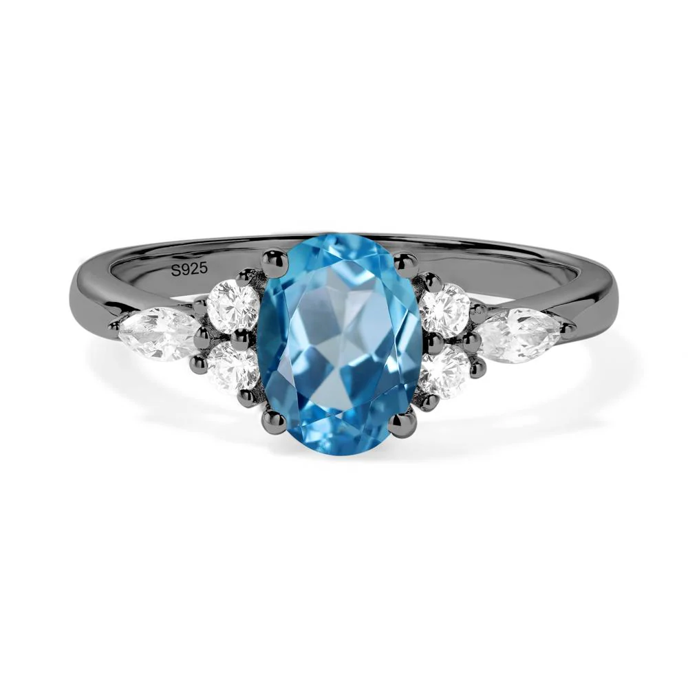 Simple Oval Swiss Blue Topaz Engagement Ring - Image 6