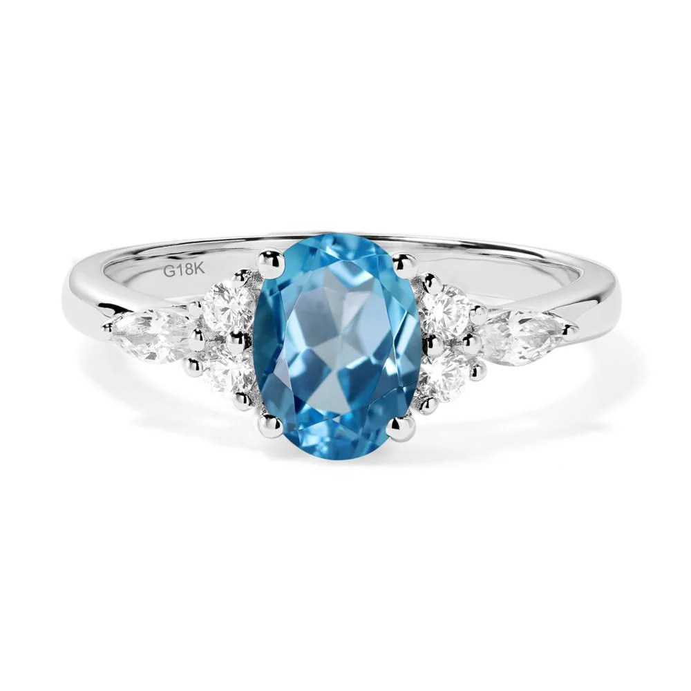 Simple Oval Swiss Blue Topaz Engagement Ring - Image 8
