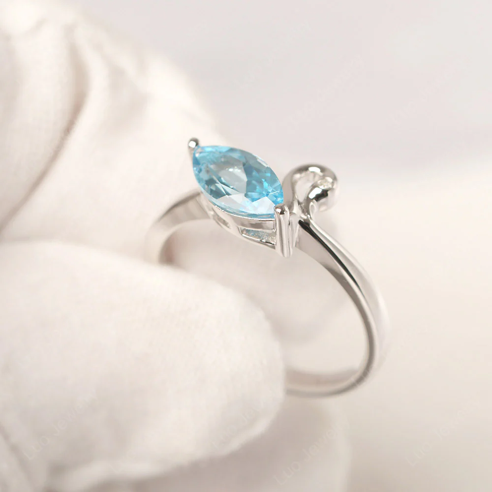 Swiss Blue Topaz Swan Engagement Ring - Image 2