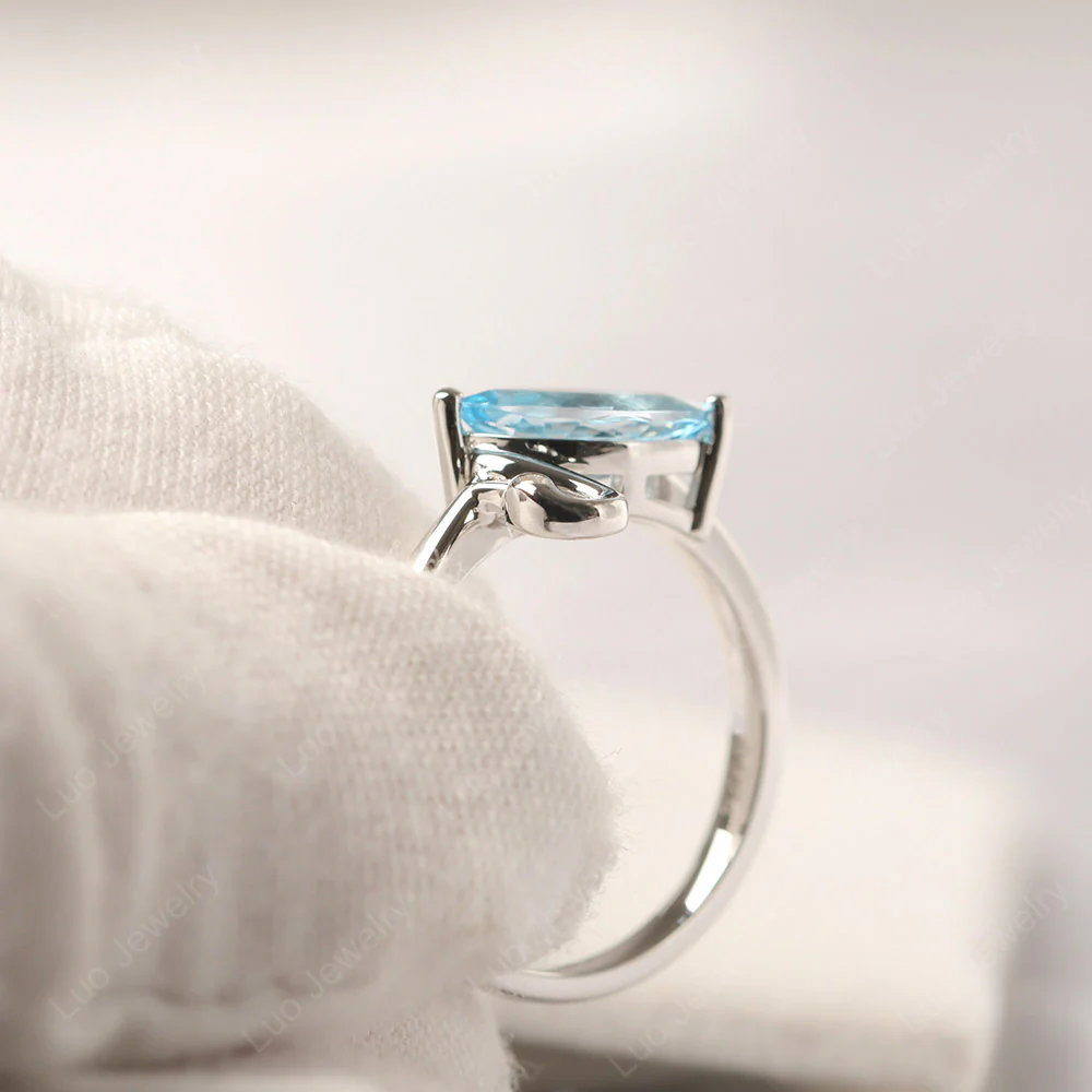 Swiss Blue Topaz Swan Engagement Ring - Image 4