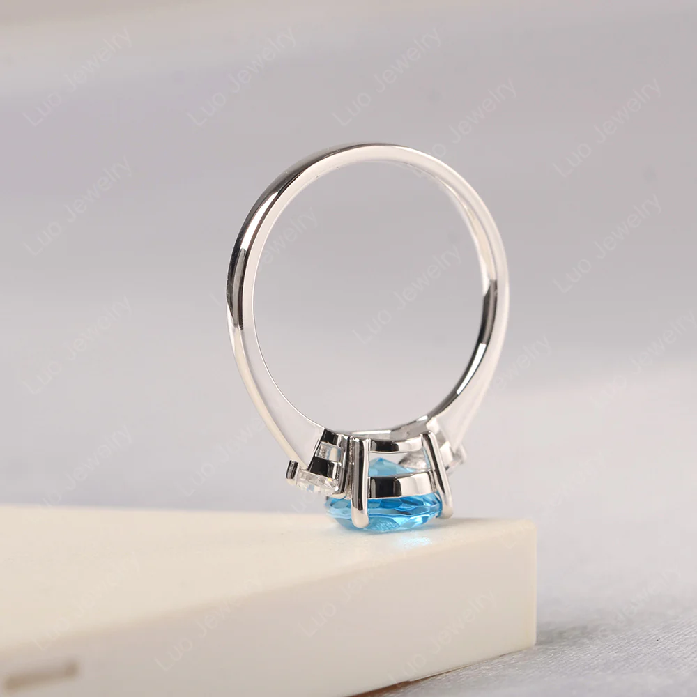 Teardrop Swiss Blue Topaz Trilogy Ring - Image 5