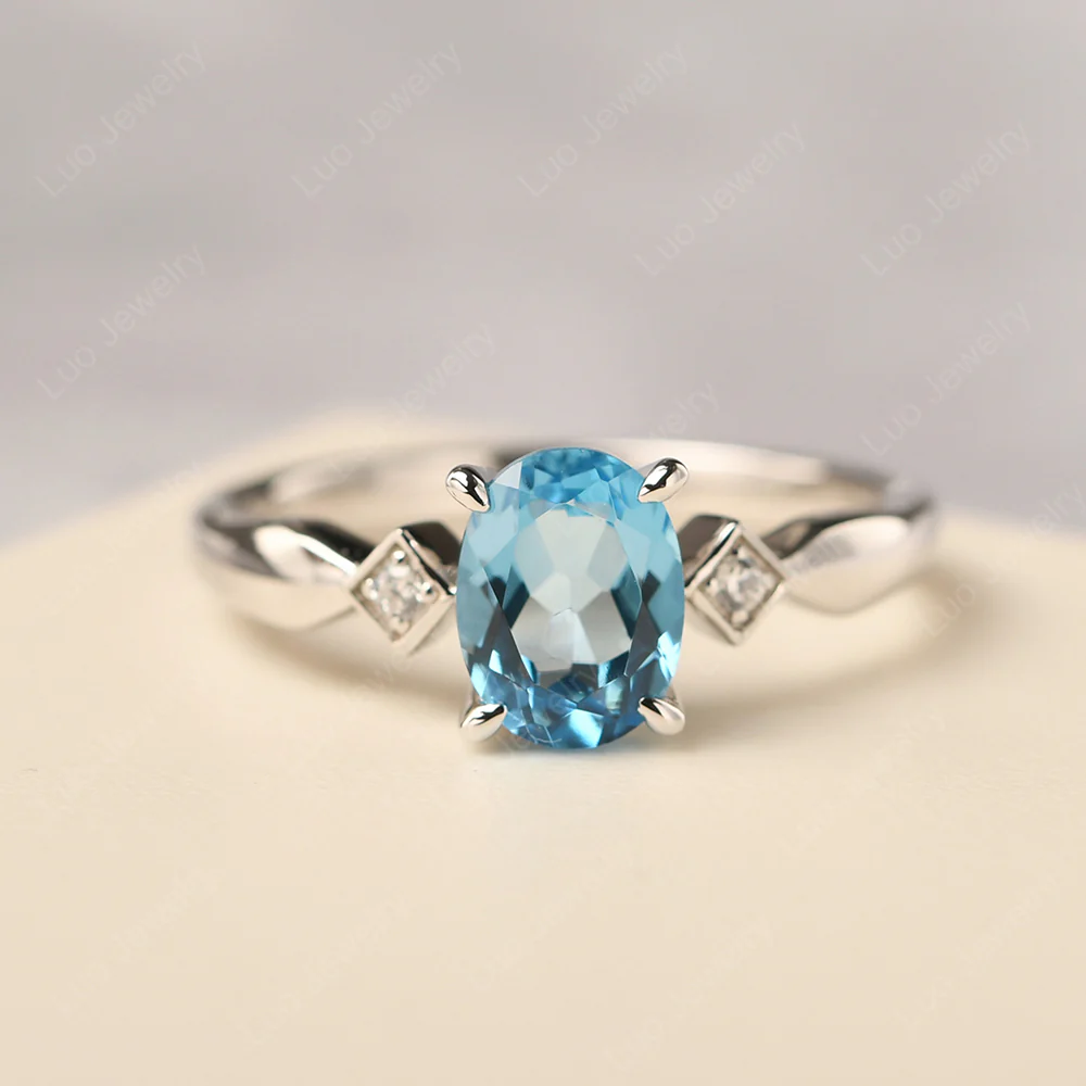 Antique Style Swiss Blue Topaz Ring