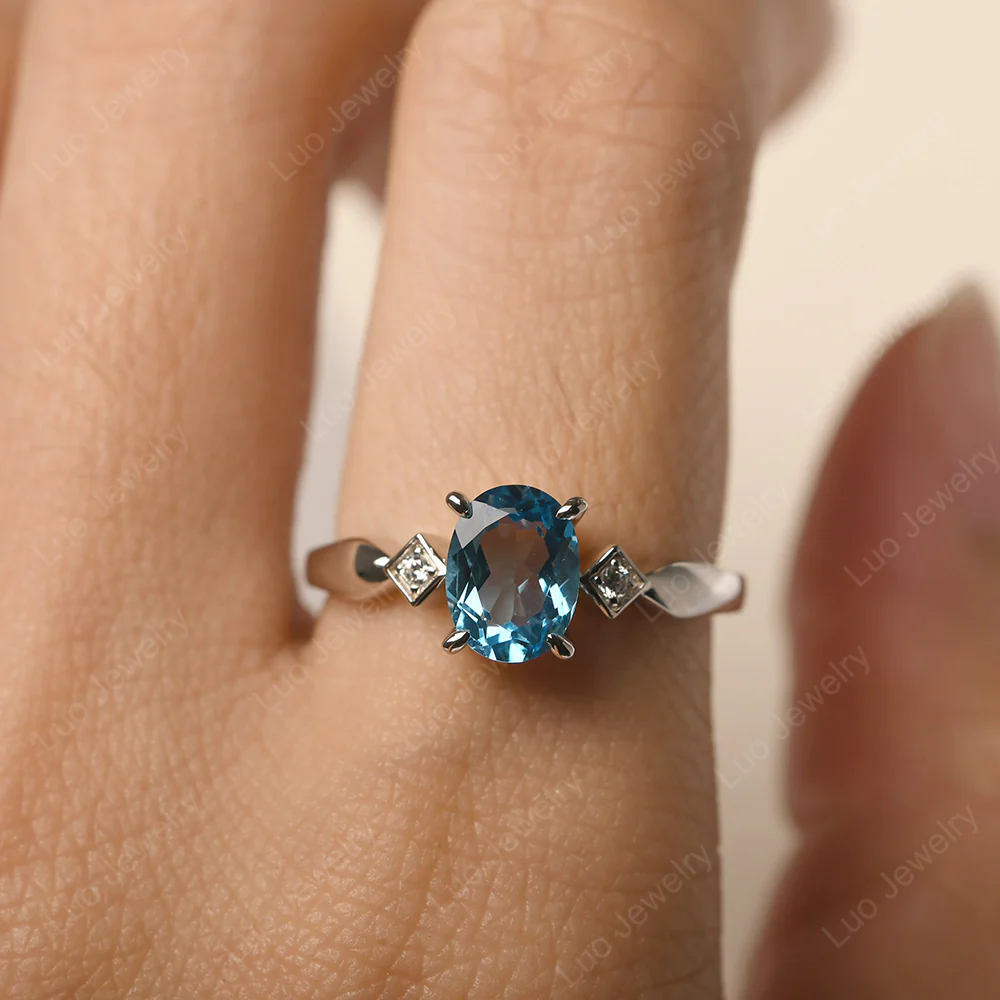 Antique Style Swiss Blue Topaz Ring - Image 6