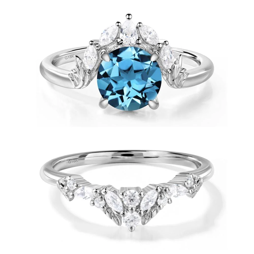 Swiss Blue Topaz Ring with Marquise Side Stone - Image 19