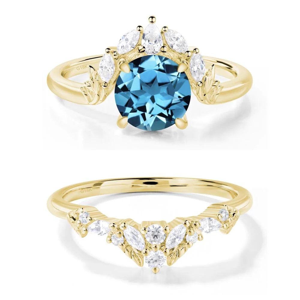 Swiss Blue Topaz Ring with Marquise Side Stone - Image 21