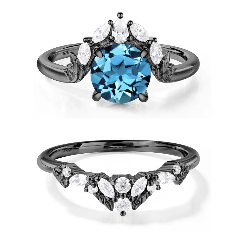 Swiss Blue Topaz Ring with Marquise Side Stone - Image 23