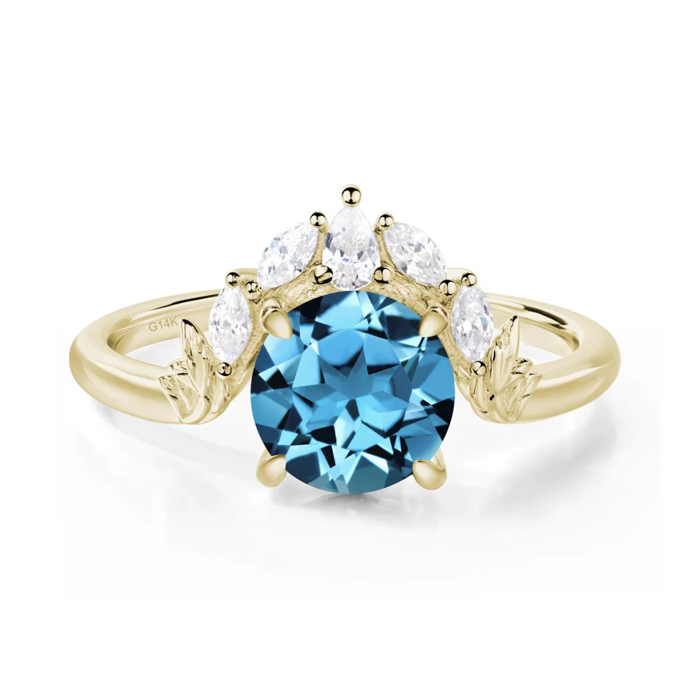 Swiss Blue Topaz Ring with Marquise Side Stone - Image 4