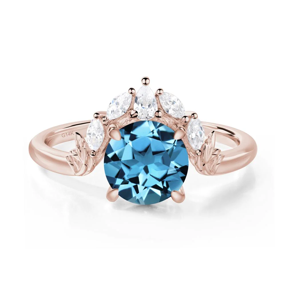Swiss Blue Topaz Ring with Marquise Side Stone - Image 5