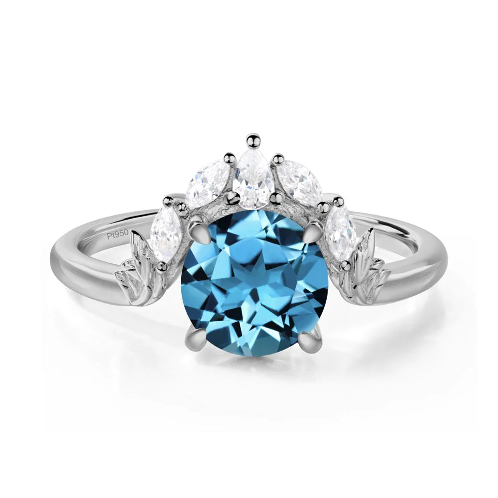 Swiss Blue Topaz Ring with Marquise Side Stone - Image 9