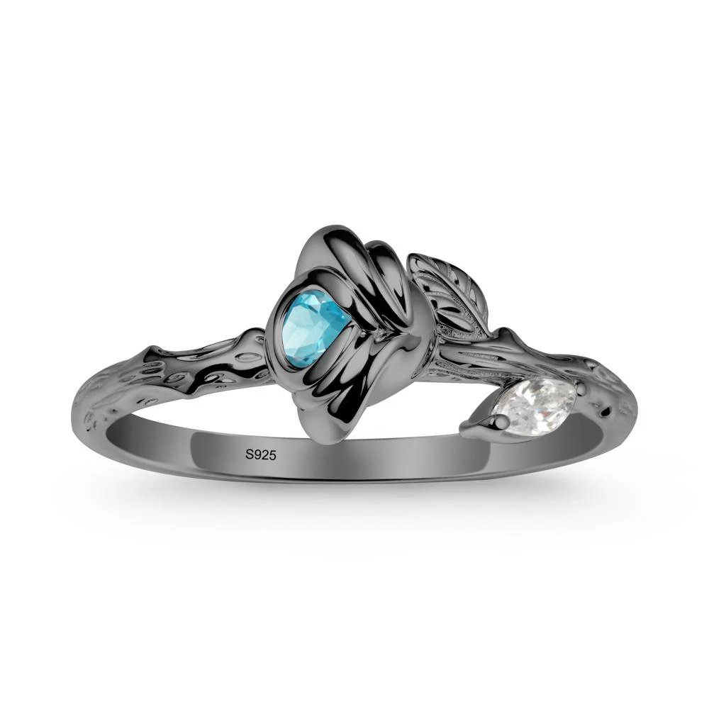 Swiss Blue Topaz Self-Love Rose Ring - Image 8