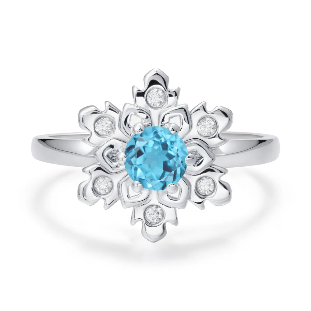 Swiss Blue Topaz Snowflake Ring