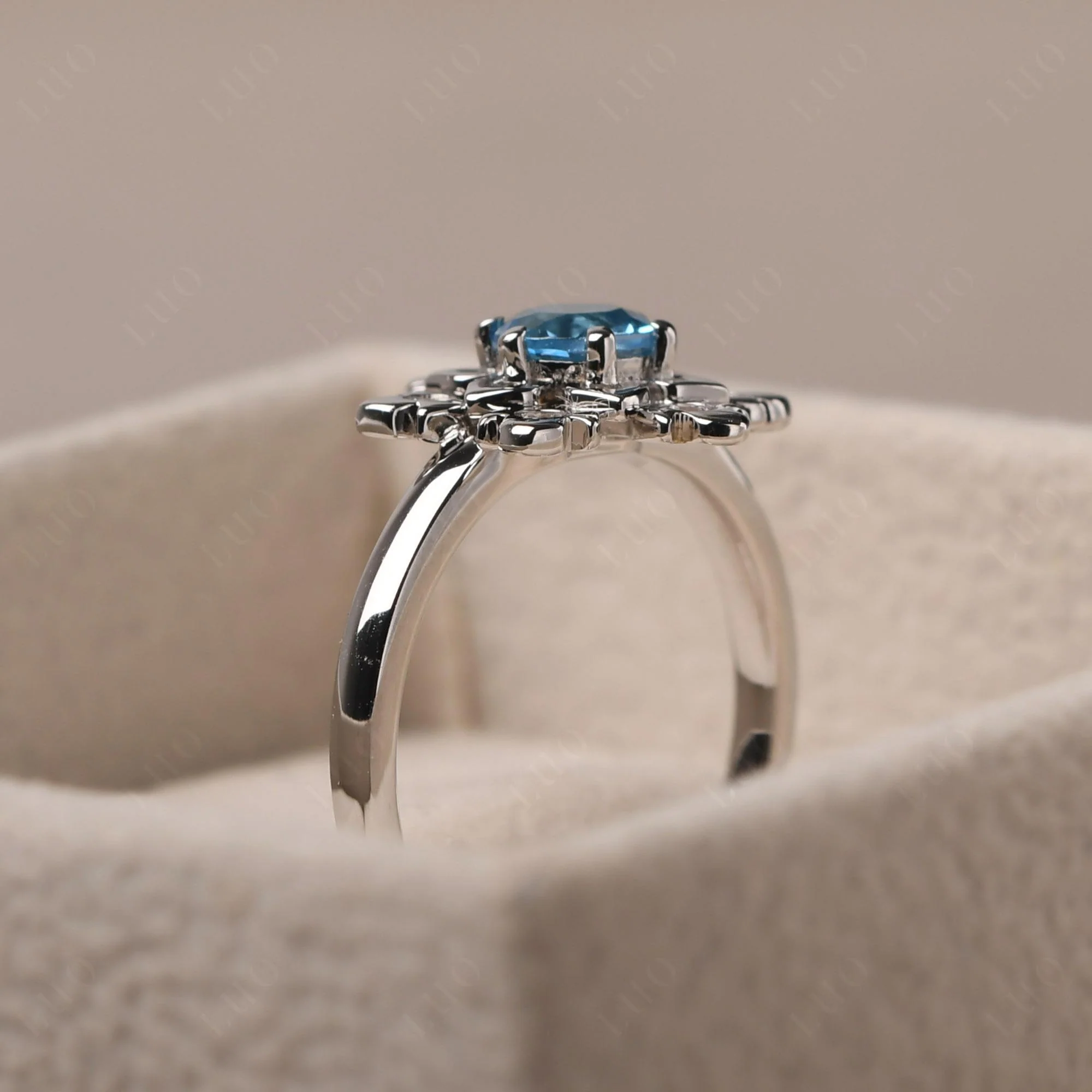 Swiss Blue Topaz Snowflake Ring - Image 13
