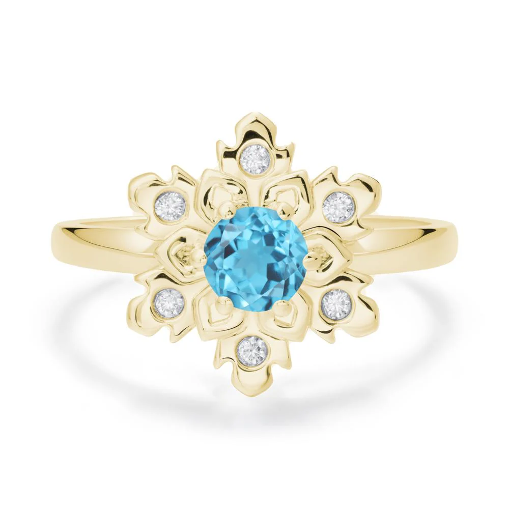 Swiss Blue Topaz Snowflake Ring - Image 4