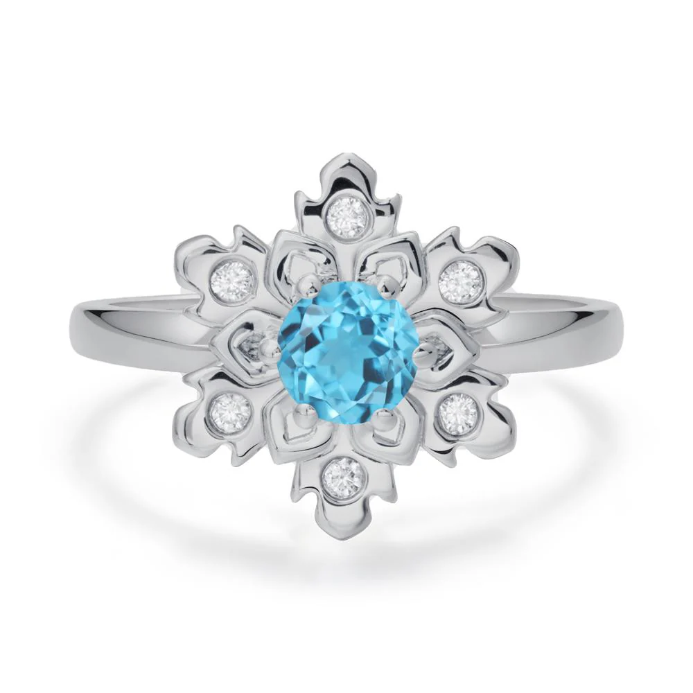 Swiss Blue Topaz Snowflake Ring - Image 9