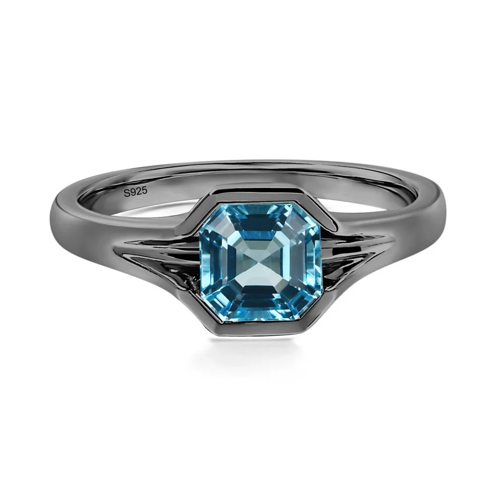 Swiss Blue Topaz Bezel Solitaire Ring - Image 2
