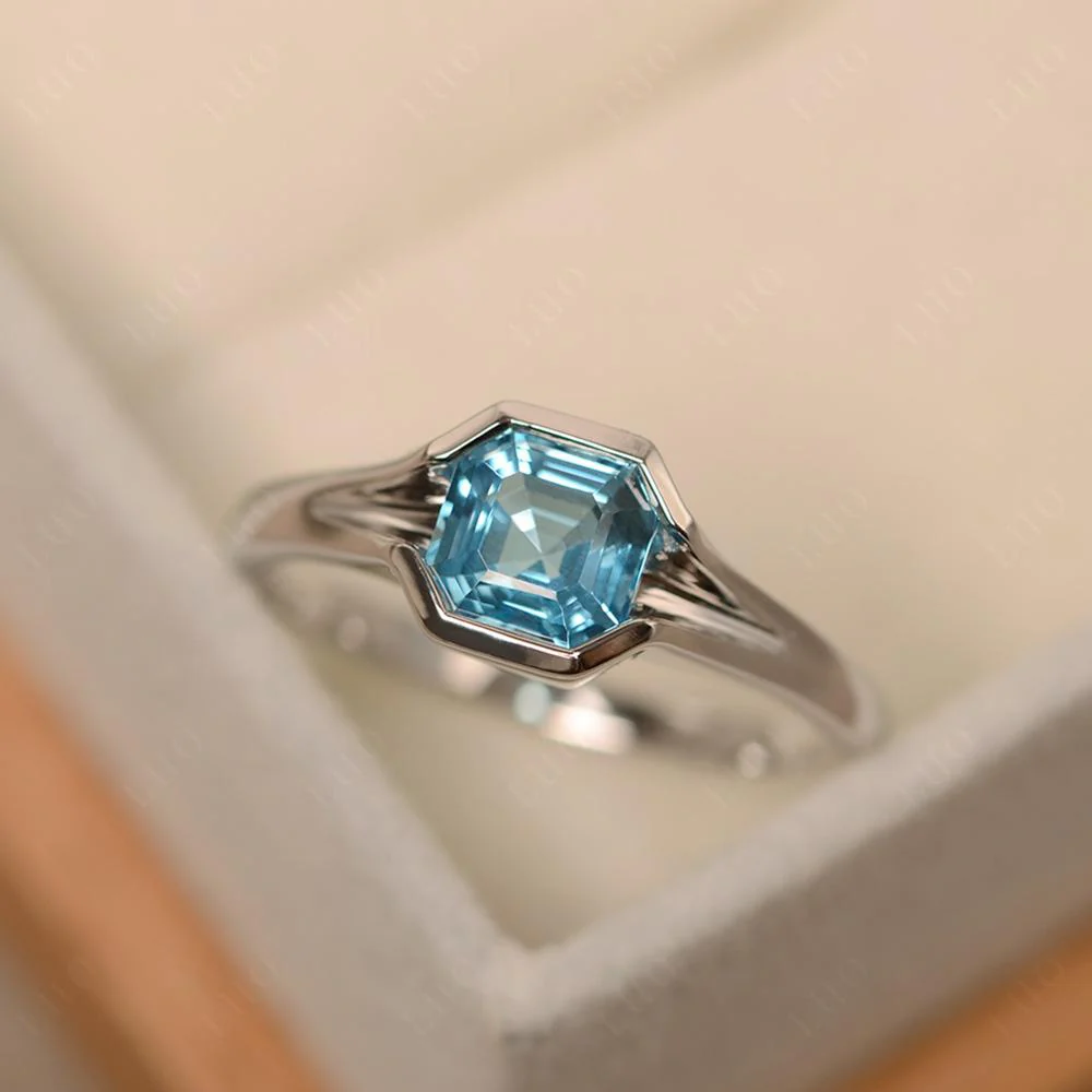 Swiss Blue Topaz Bezel Solitaire Ring - Image 29
