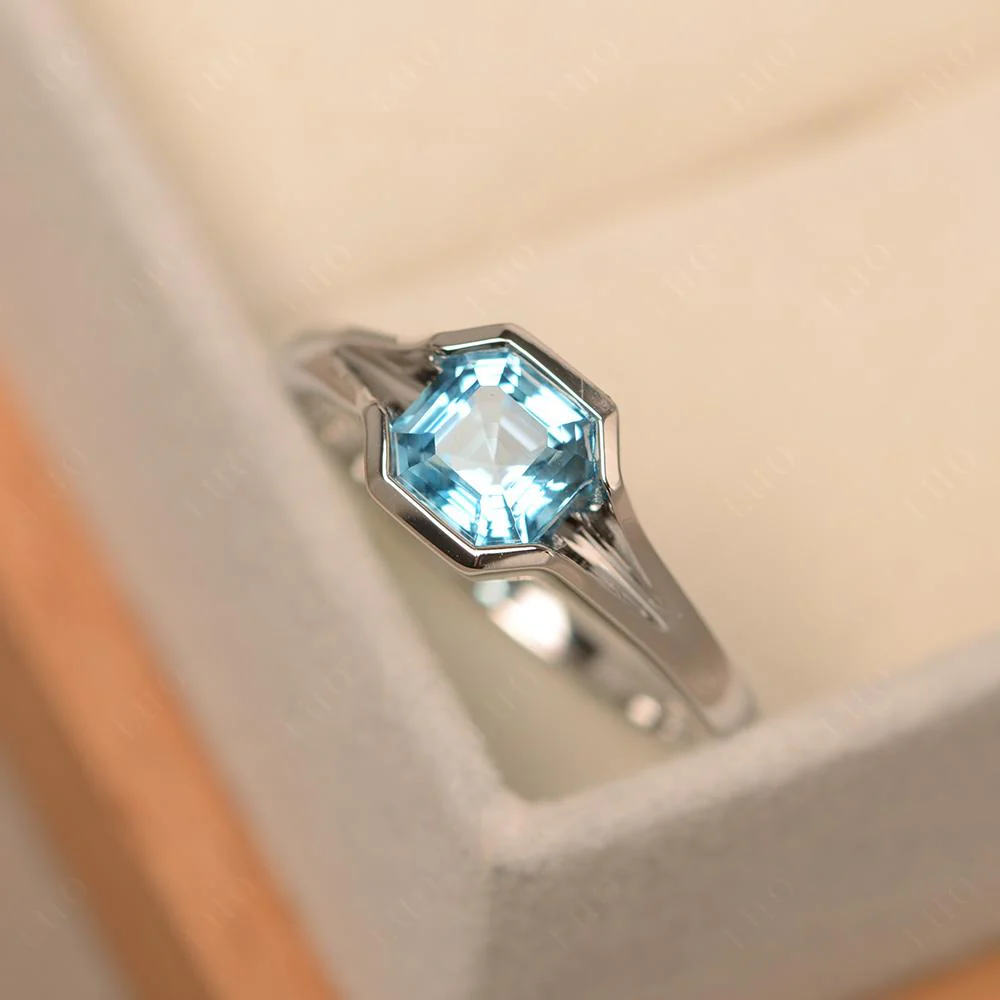 Swiss Blue Topaz Bezel Solitaire Ring - Image 30