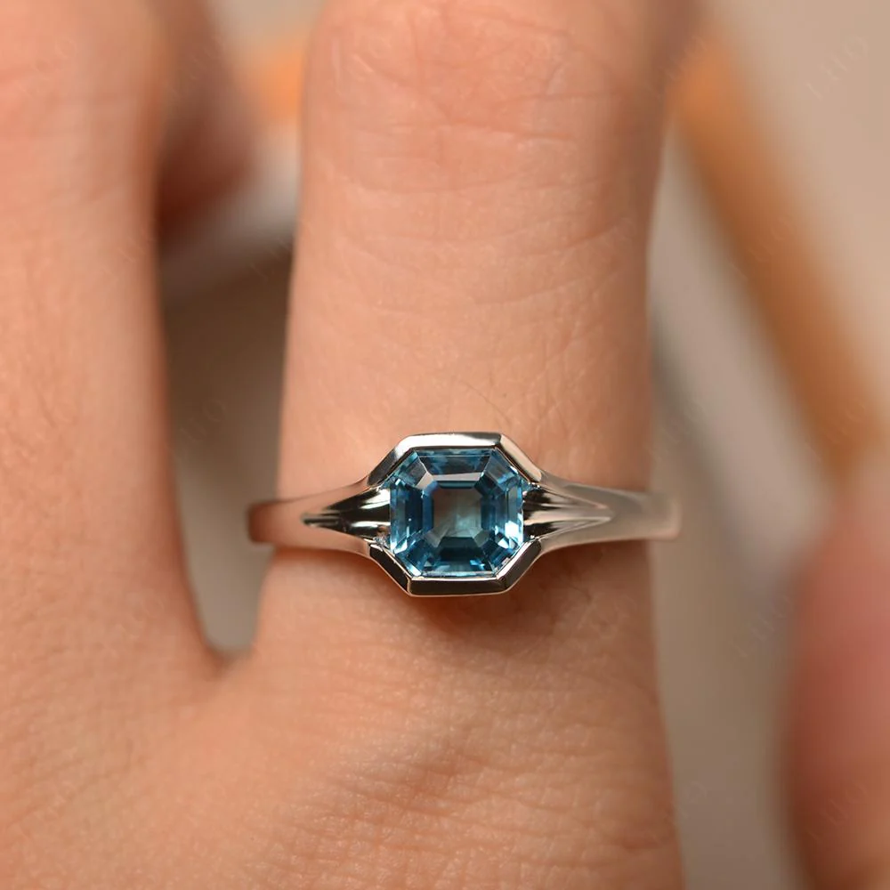 Swiss Blue Topaz Bezel Solitaire Ring - Image 32