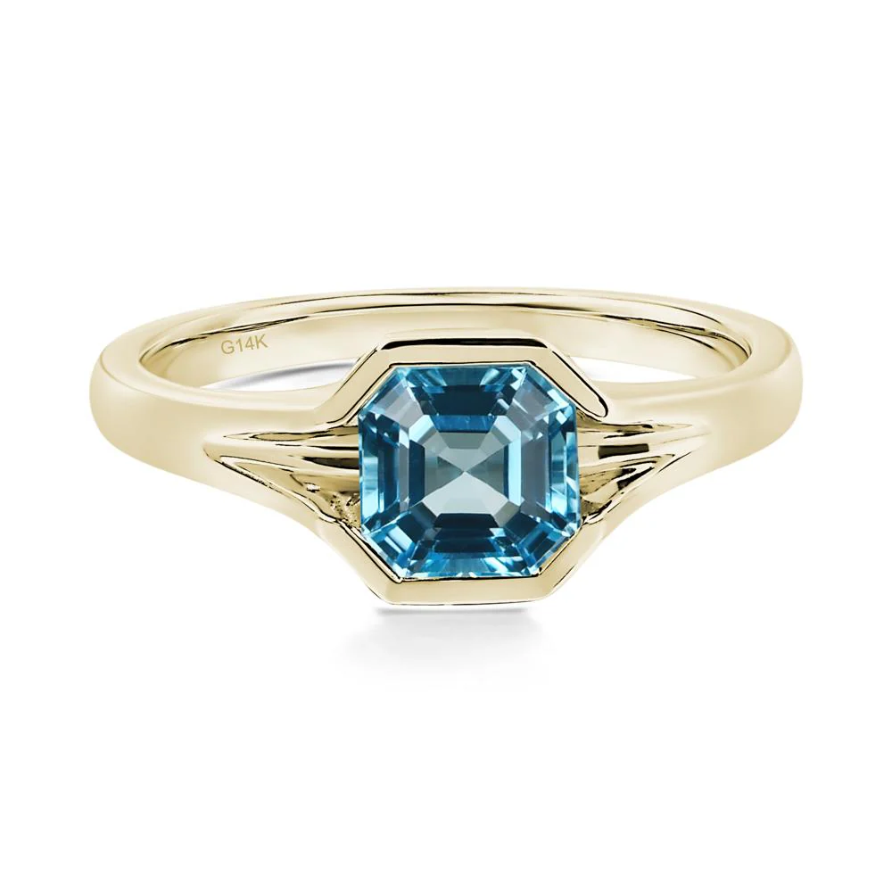 Swiss Blue Topaz Bezel Solitaire Ring - Image 4